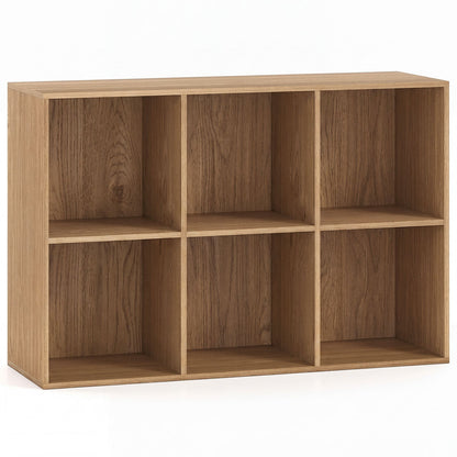 6-Cube Bookcase 3-Tier Storage Organizer with Anti-Tipping Kits for Living Room Study-Natural