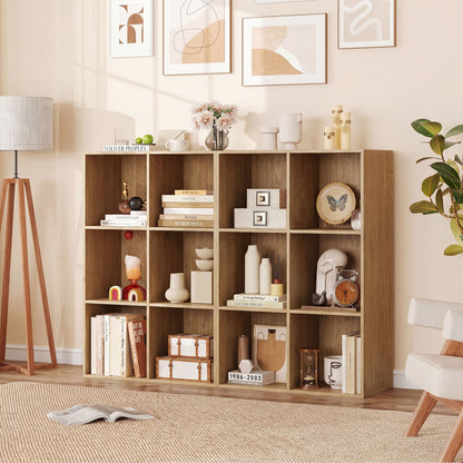 6-Cube Bookcase 3-Tier Storage Organizer with Anti-Tipping Kits for Living Room Study-Natural