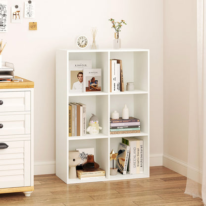6-Cube Bookcase 3-Tier Storage Organizer with Anti-Tipping Kits for Living Room Study-White