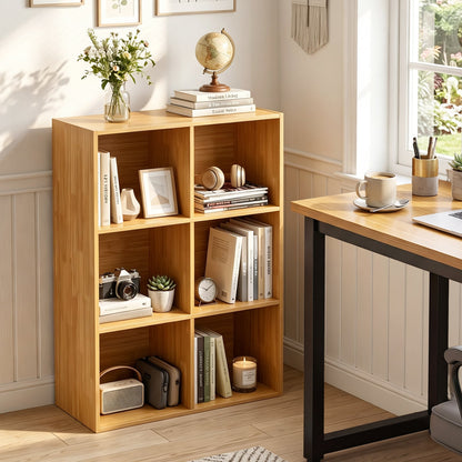 6-Cube Bookcase 3-Tier Storage Organizer with Anti-Tipping Kits for Living Room Study-Yellow