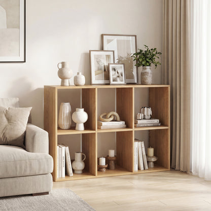 6-Cube Bookshelf with Back Guardrail and Anti-tipping Kits-Natural