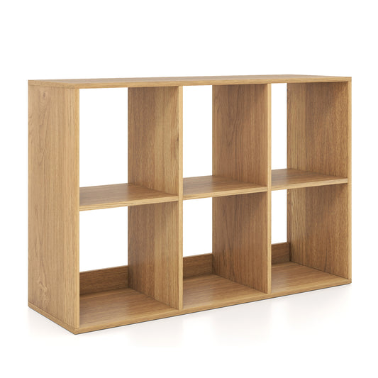 6-Cube Bookshelf with Back Guardrail and Anti-tipping Kits-Natural