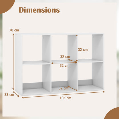 6-Cube Bookshelf with Back Guardrail and Anti-tipping Kits-White