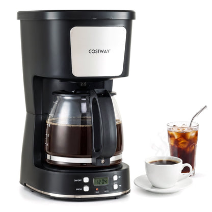 6 Cup Drip Coffee Machine with Glass Carafe and Reusable Filter