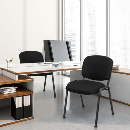 6-Pack Conference Chair Set with Metal Frame and Padded Cushion-Black