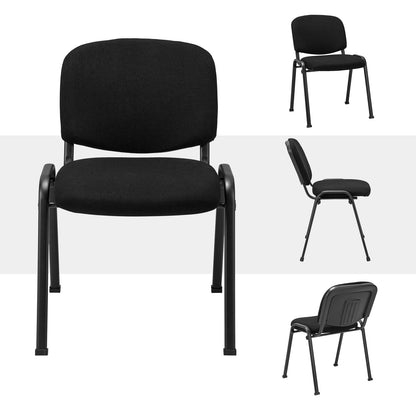 6-Pack Conference Chair Set with Metal Frame and Padded Cushion-Black