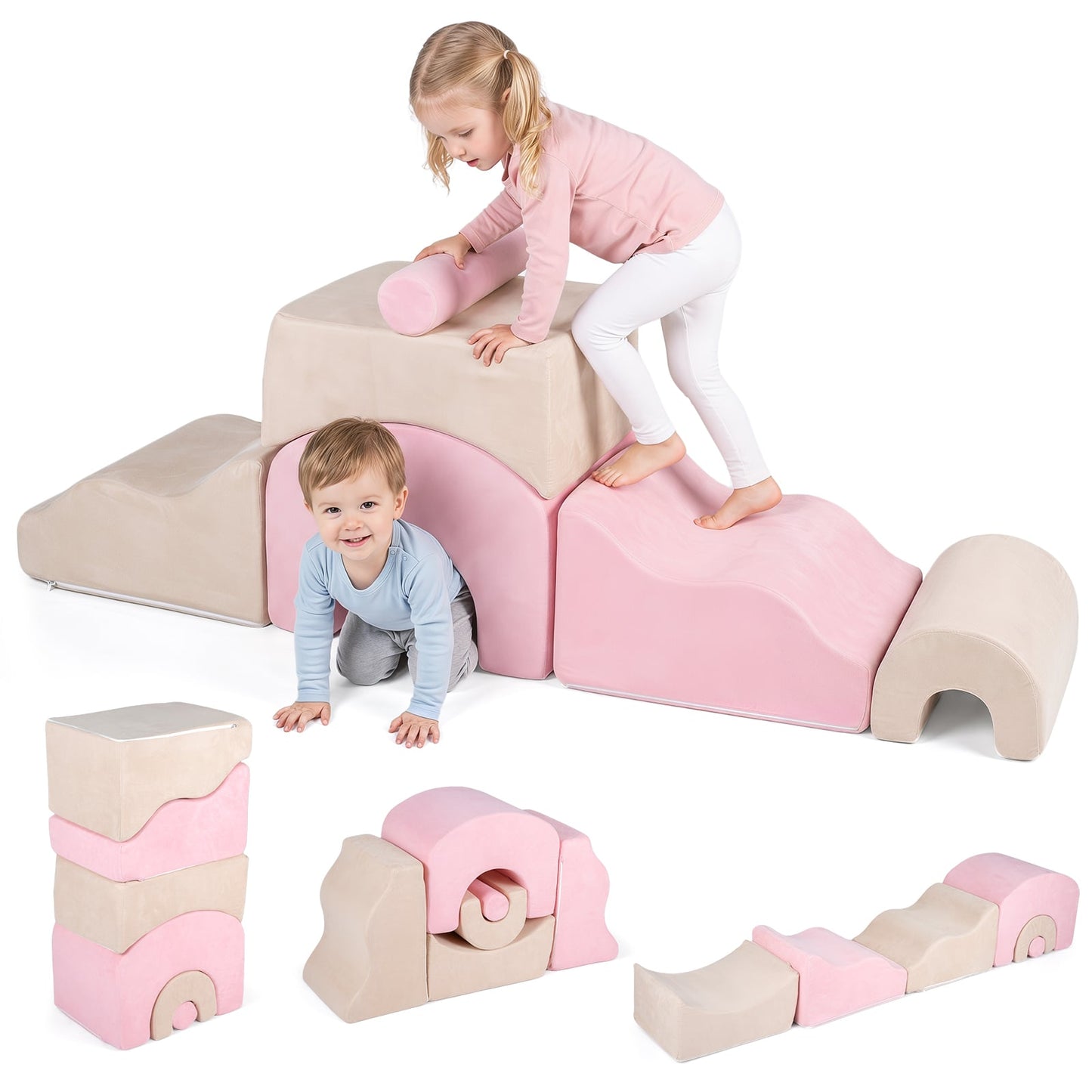 6-Piece Foam Climbing Blocks for Toddlers with Soft Play Set-Multicolor