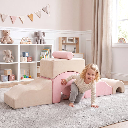 6-Piece Foam Climbing Blocks for Toddlers with Soft Play Set-Multicolor