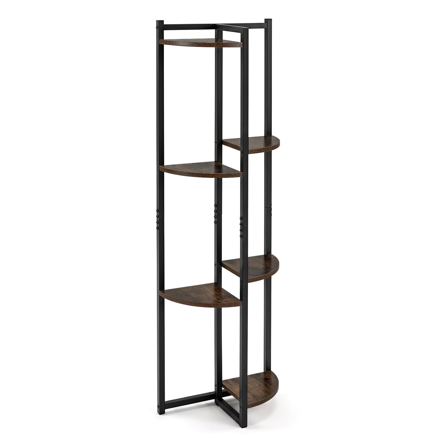 6-Tier Plant Stand Tiered Storage Shelf with 6 Fan-Shaped Shelves-Rusitcbrown