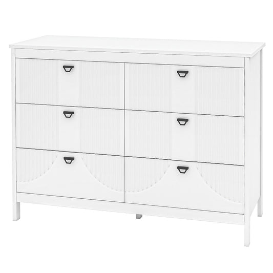 6-Drawer Wooden Chest of Drawers with Handles-white