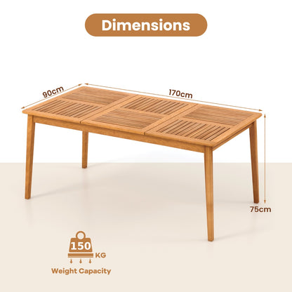 6-Person Outdoor Acacia Wood Dining Table