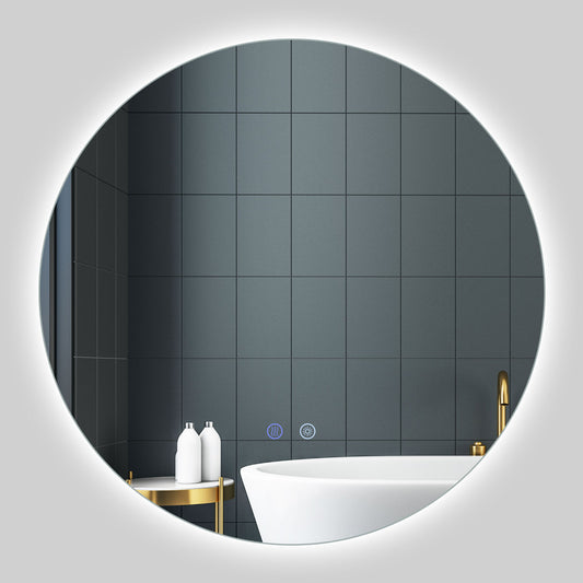 60 Round LED Lighted Mirror Wall Mounted Bathroom Mirror
