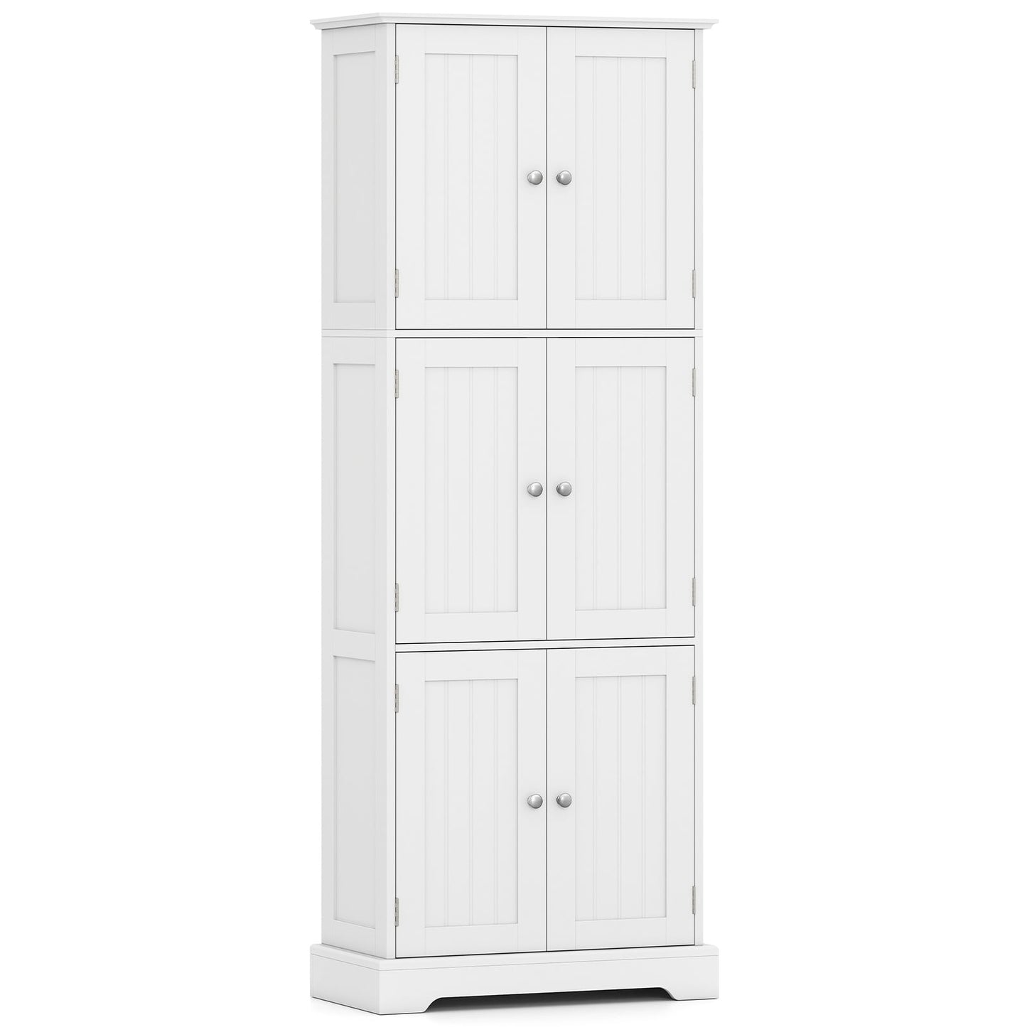 60 x 30 x 160 CM Tall Bathroom Storage Cabinet with 6 Doors-White