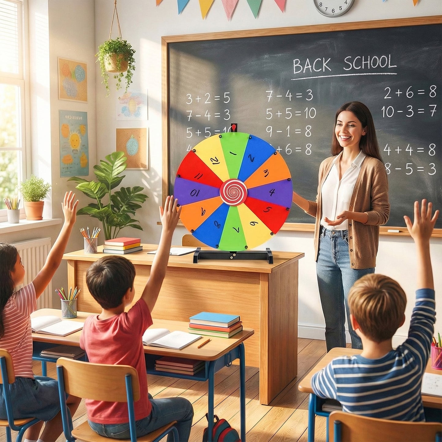 60cm Colorful Tabletop Prize Wheel with Stand Dry Erase Marker and Eraser for Carnival