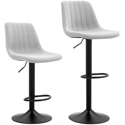 HOMCOM Set of Two Chenille-Feel Tub Bat Stools - Grey