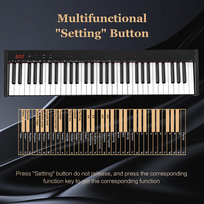61-Key Portable Electronic Keyboard Piano with Stand and Stool
