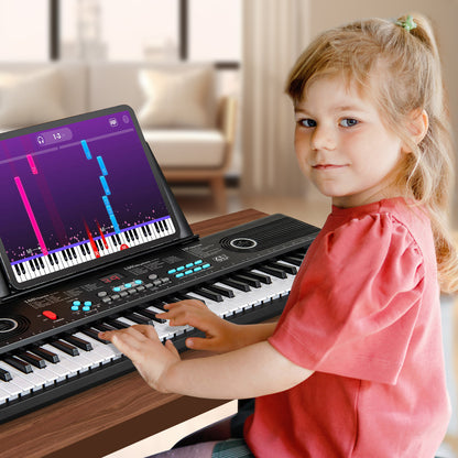 61 Key Keyboard Piano with Music Stand for Beginners-Black
