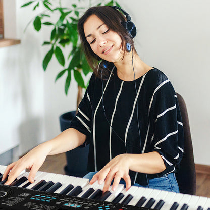 61 Key Keyboard Piano with Music Stand for Beginners-Black