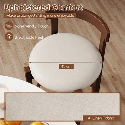 62cm Counter Height Bar Stools Set of 2 with Backrests and Footrests-Beige
