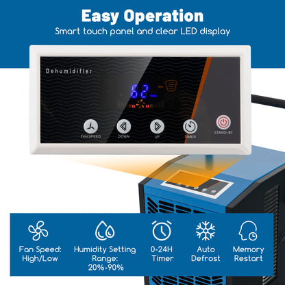 66L/Day High-Capacity Commercial Dehumidifier with 24H Timer for Basement
