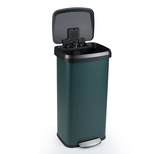 68L Step Trash Can with Soft Close Lid and Deodorizer Compartment-Dark Green