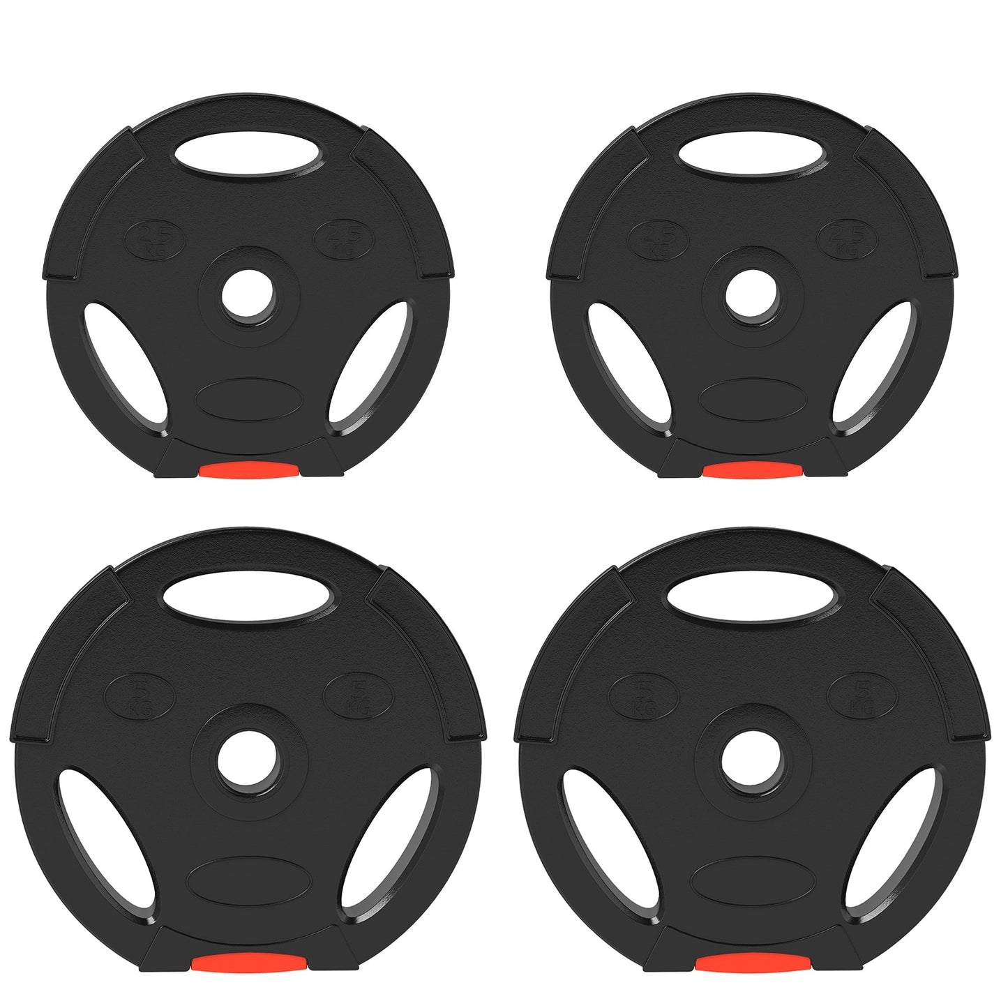 SPORTNOW Olympic Weight Plates Set, with Two 5kg and Two 2.5kg weights, Black