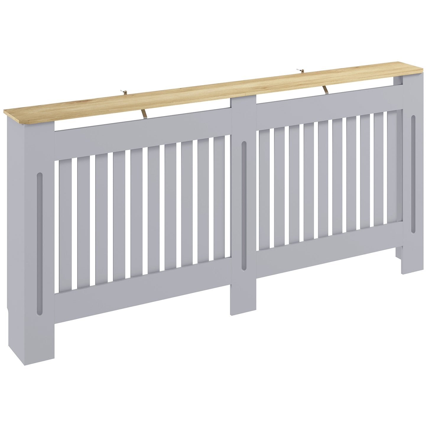 HOMCOM Slatted Radiator Cover, Painted Cabinet with Line Grill Design, 172L Ã 19W Ã 81H cm, Grey