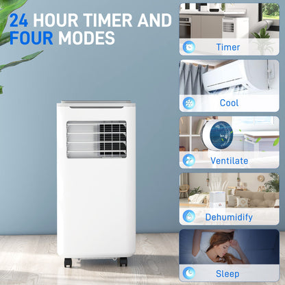 HOMCOM 9000 BTU Portable Air Conditioner, Smart Home WiFi Compatible, 4 in 1 Air Conditioning Unit, Dehumidifier, Fan with Remote, 24H Timer, Window Venting Kit, 20mÂ², R290, A Energy Efficiency