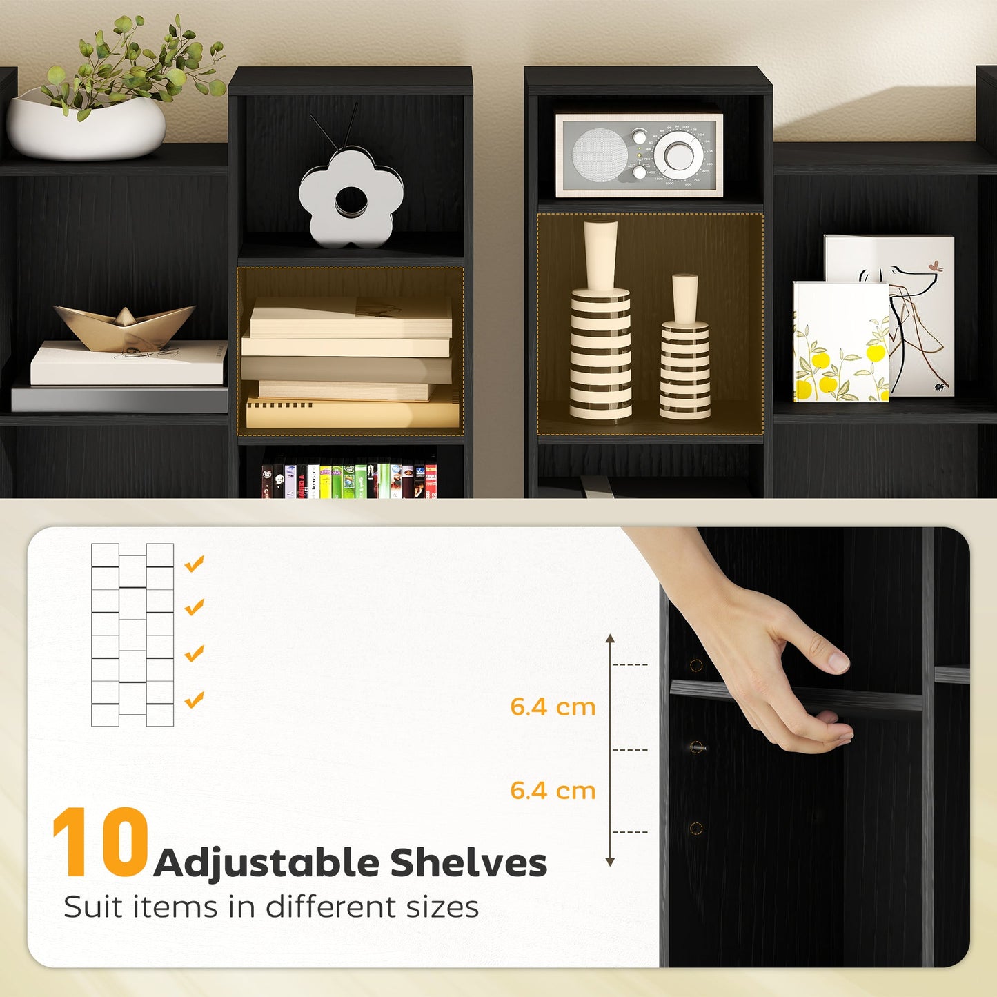 HOMCOM 21-Compartment Bookshelf - Black