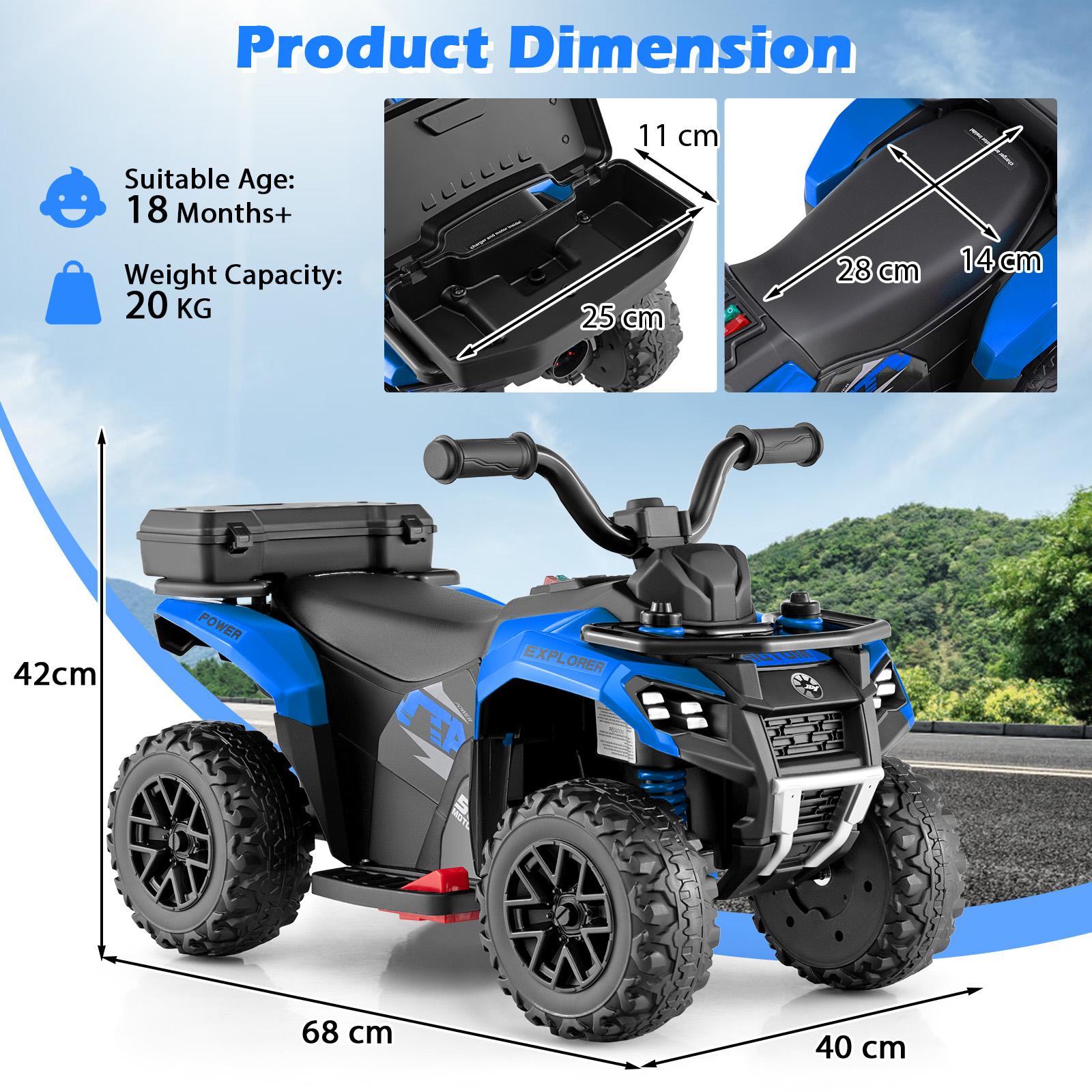 6V Kids Electric Quad Bike with Spray Function and Storage Box-Blue
