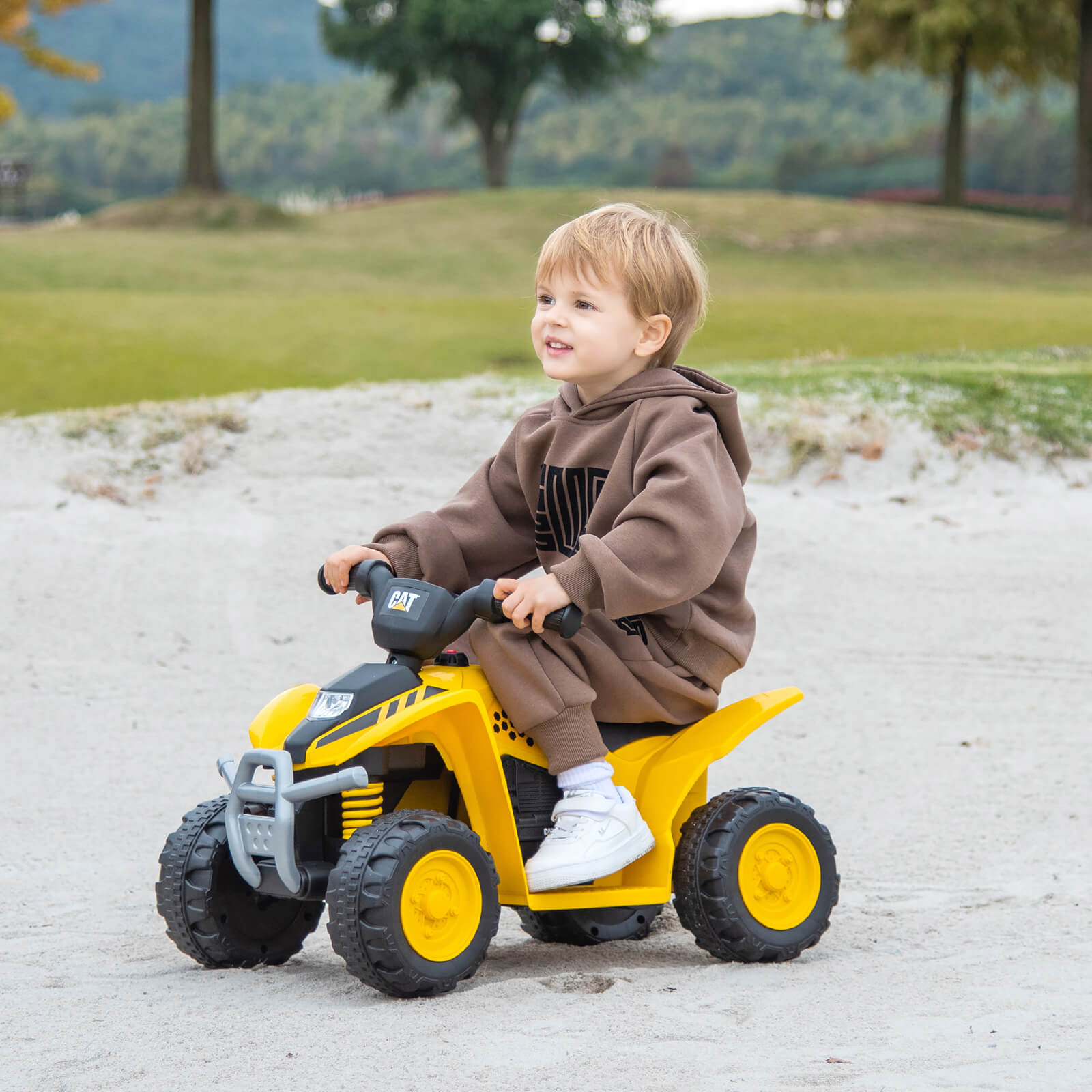 6V Kids Ride on ATV CAT Licensed Quad Car with Horn Sound-Yellow