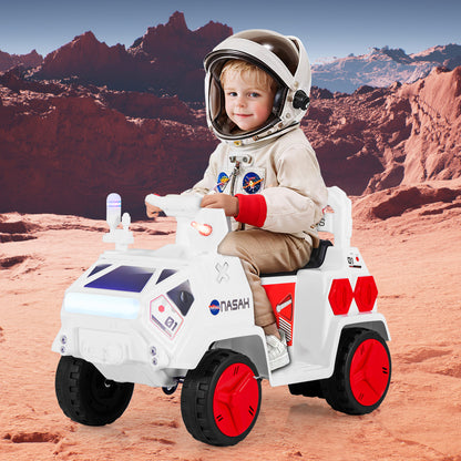 6V Kids Ride-on Car with Music with Radar and  Alarm Button-White & Red