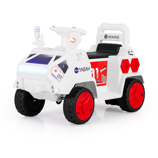 6V Kids Ride-on Car with Music with Radar and  Alarm Button-White & Red