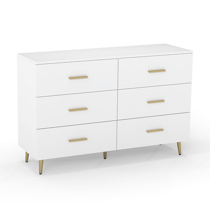 6 Drawer Dresser with Anti-Toppling Device for Living Room-White