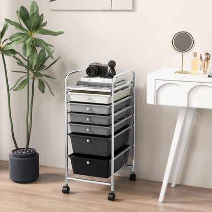 6 Drawers Storage Trolley with 4 Wheels for Makeup Beauty Salon-Black