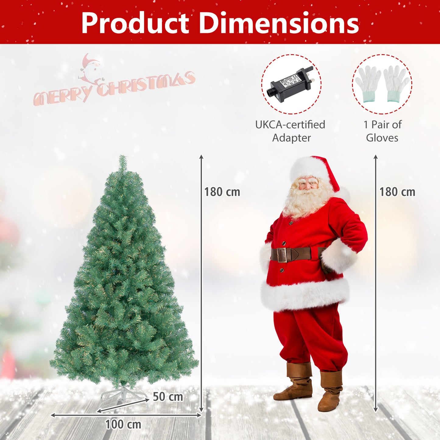 6 FT Artificial Xmas Tree with 688 Branch Tips and 250 Warm White LED Lights-Green