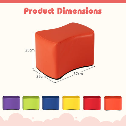 6-Piece Butterfly Stools Modular Soft Foam Seating Set with Waterproof PU Cover-Rainbow