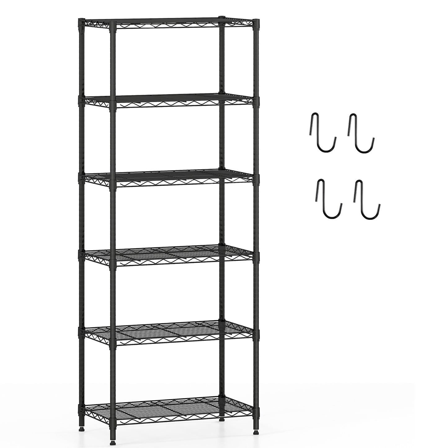 3/4/5/6-Tier Wire Shelving Unit Adjustable Metal Storage Shelves with V-shaped Shelving Rack-6-Tier