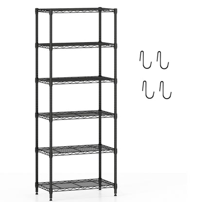 3/4/5/6-Tier Wire Shelving Unit Adjustable Metal Storage Shelves with V-shaped Shelving Rack-6-Tier