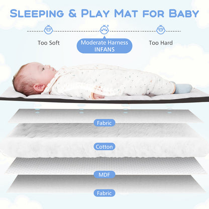 6-in-1 Baby Bed Travel Cot with Changing Table for Baby-Grey