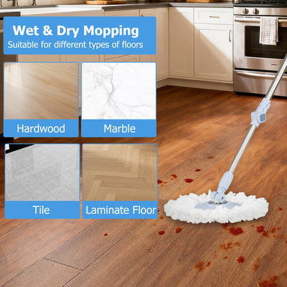 6 Packs Reusable Round/Rectangular Mop Pads Compatible with Sweeper Mops (Not Included)-Size 1