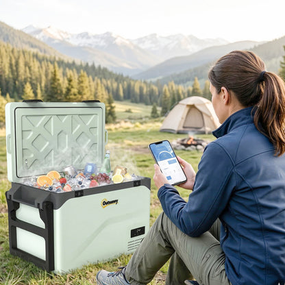 Outsunny 42.5L Compressor Car Fridge Freezer, Camping Refrigerator with App Control, 20Â°C-20Â°C