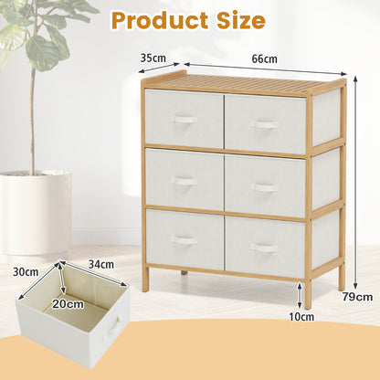 6-Drawer Dresser with 6 Foldable Fabric Drawers -Natural