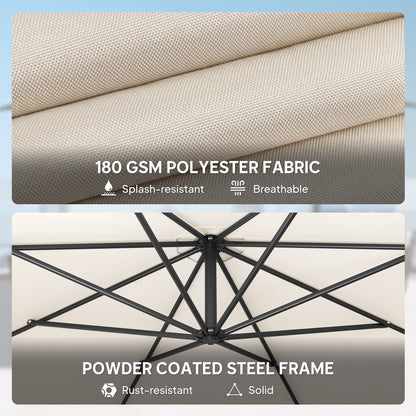 Outsunny 3 m Overhanging Cantilever Parasol, with Cross Base - Cream White