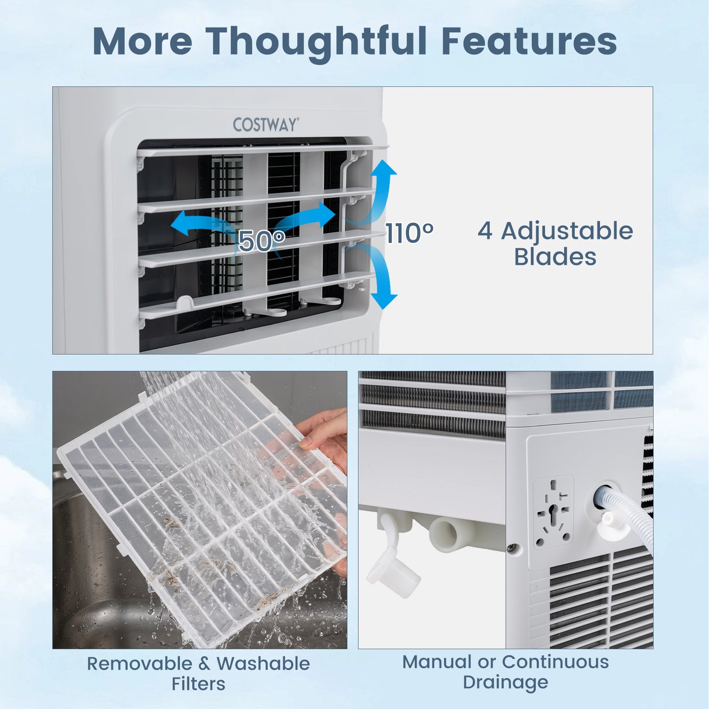 7000 BTU Portable Air Conditioner with Sleep Mode and 24H Timer-White