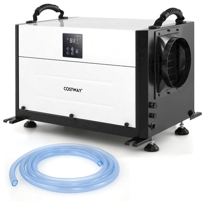 50/70L/Day Industrial Dehumidifier with Pump and Drain Hose-White-70L