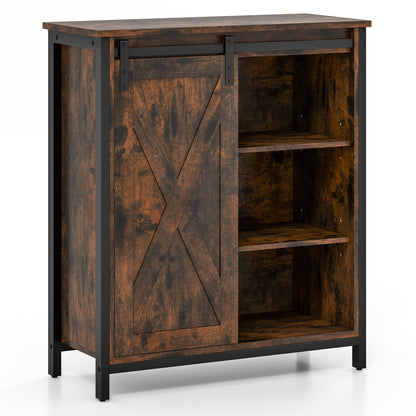 70cm Farmhouse Accent Storage Cabinet Rustic Sideboard Buffet Cabinet-Rustic Brown