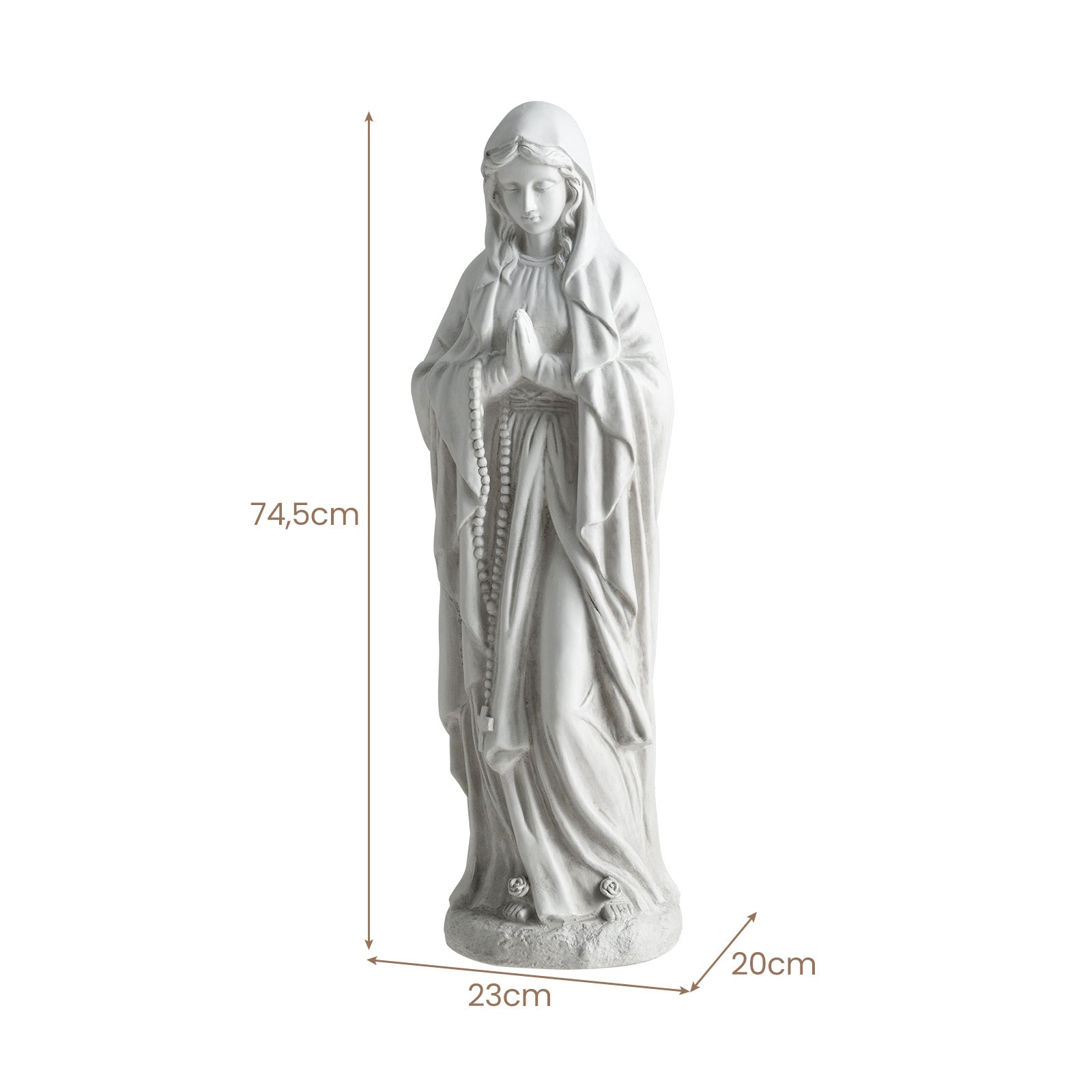 74.5 cm Virgin Mary Statue Outdoor Religious Sculpture with Aged Finish-Grey