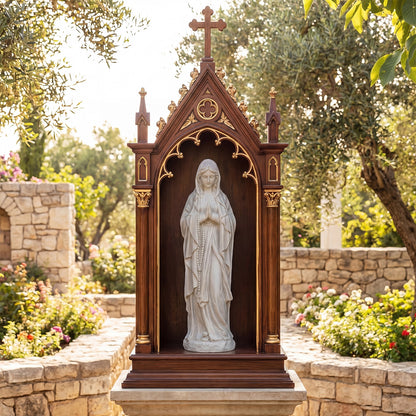 74.5 cm Virgin Mary Statue Outdoor Religious Sculpture with Aged Finish-Grey