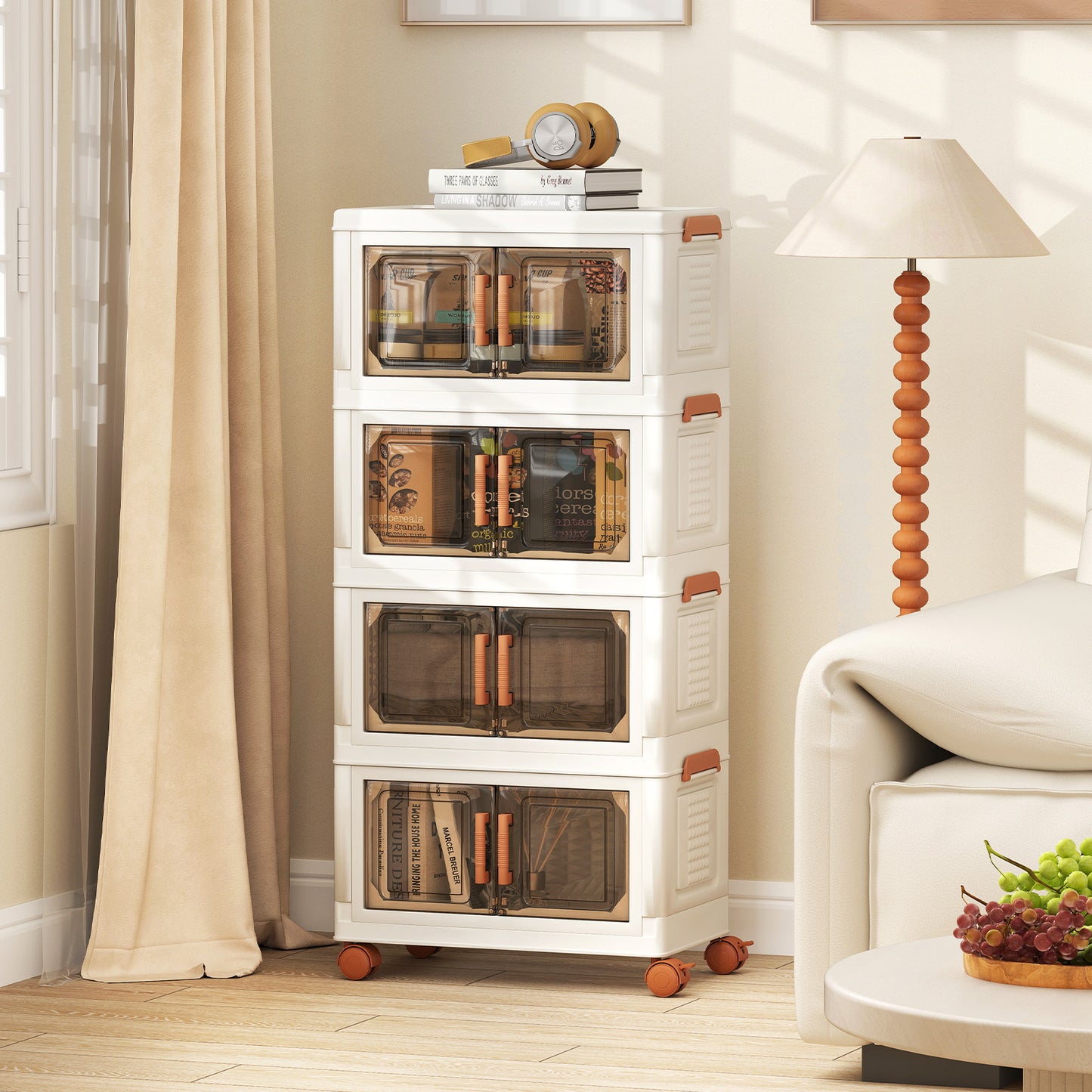 76L Stackable Plastic Collapsible Storage Bins with Lids